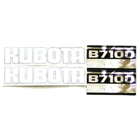 Aftermarket Black, White, And Silver Tractor Hood Decal Set Fits Kubota Tractor B7100 MAE30-0075